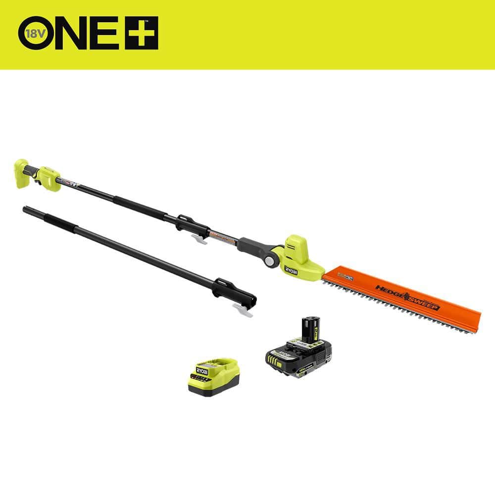 RYOBI ONE+ 18V 18in. Cordless Battery Pole Hedge Trimmer with 2.0