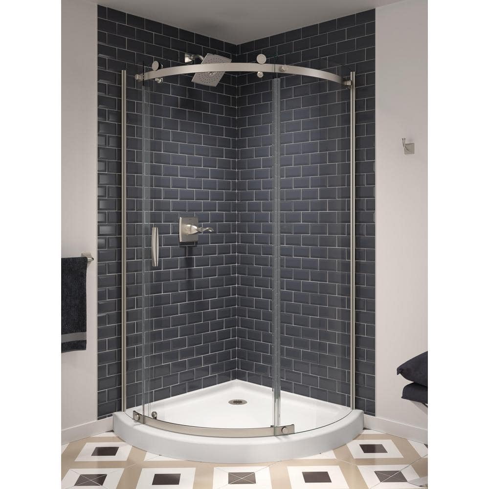 Delta Classic In W X H Neo Angle Pivot Semi Frameless Corner Shower Enclosure Stainless