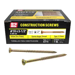 #10 x 3-1/2 in. Star Drive Bugle Head Coarse Thread Construction Screws 1 lb. Box