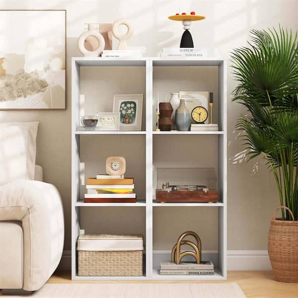 Costway 41 in. Tall White Wood 3-Cube Bookcase Open Back Bookshelf