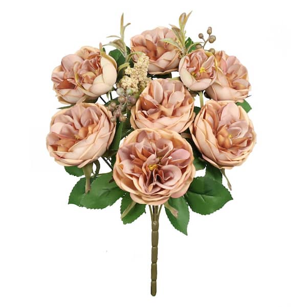 18 in. Cafe Artificial Cabbage Rose Flower Stem Bush Bouquet (Set of 2)