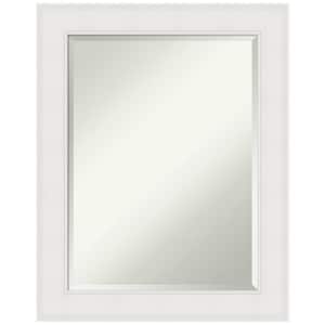 Textured White 23.25 in. x 29.25 in. Beveled Coastal Rectangle Framed Bathroom Wall Mirror in White