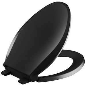 Cachet Quiet-Close Elongated Closed Front Toilet Seat with Grip-Tight Bumpers in Black