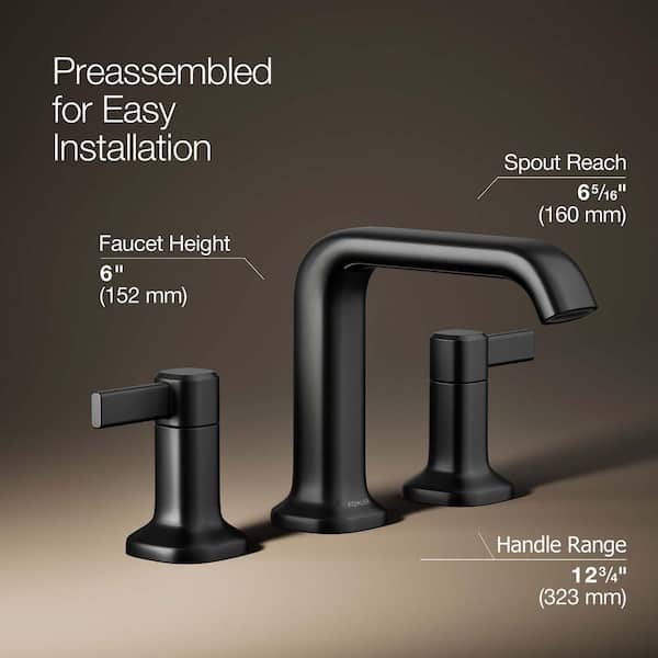 KOHLER Ashan 8 in. Widespread 2-Handle Bathroom Faucet in Matte Black