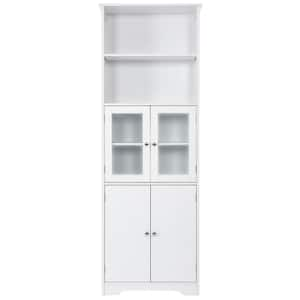 23 in. W x 11 in. D x 64 in. H White Wood Linen Cabinet With Adjustable Shelves