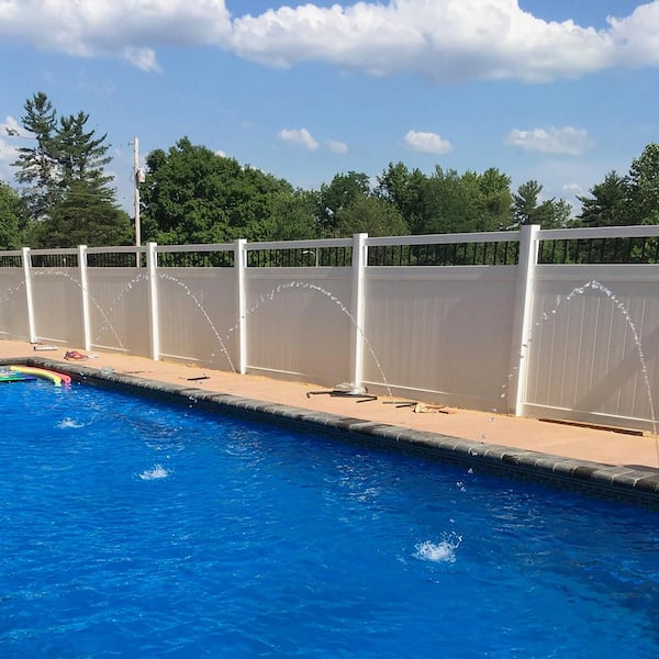 Weatherables Tuscany White Vinyl Privacy Fence Panel Kit 7x6