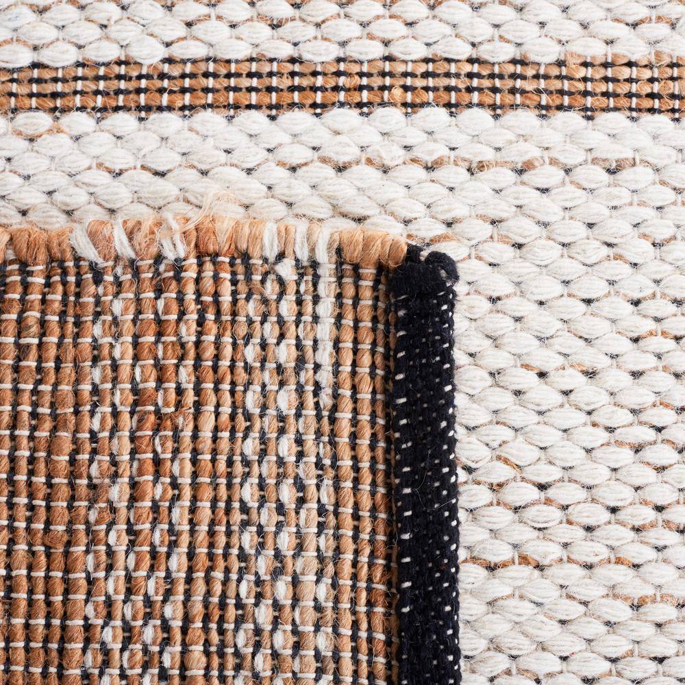 Ivory and Beige Geometric Hand-Knotted Wool Area Rug