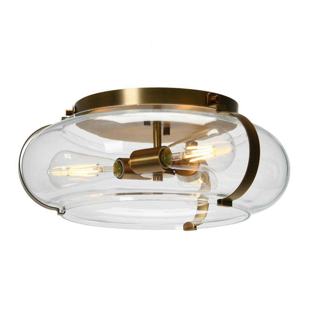 Modern Globe LED Flush Mount Ceiling Light in Brushed Bronze