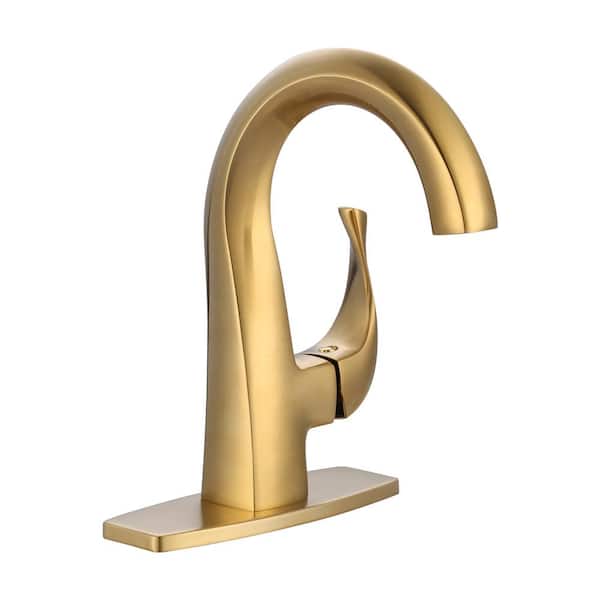 Single Handle Bathroom Faucet with Deckplate Included in Gold