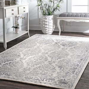 Krause Faded Floral Gray 4 ft. x 6 ft. Area Rug