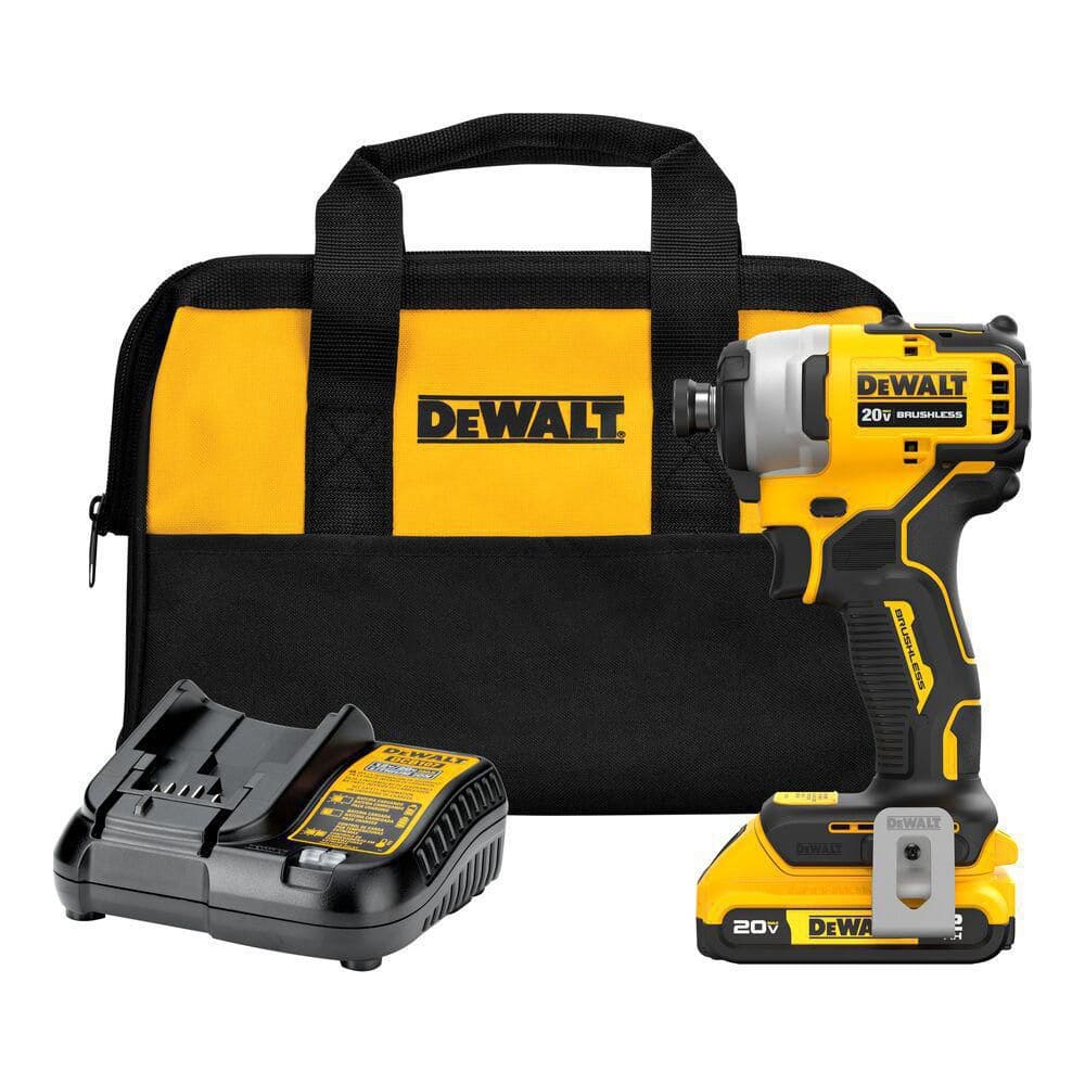 DEWALT ATOMIC 20V Max Lithium-Ion Brushless Cordless Compact 1/4 in. Impact  Driver Kit with 2.0Ah Battery, Charger and Bag DCF809D1 - The Home Depot