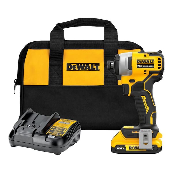 DEWALT ATOMIC 20V Max Lithium-Ion Brushless Cordless Compact 1/4 in. Impact Driver Kit with 2.0Ah Battery, Charger and Bag