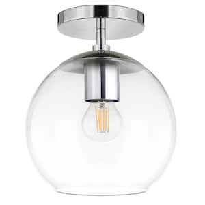 Bartlett 9 in. 1-Light Polished Nickel and Clear Glass Semi-Flush Mount