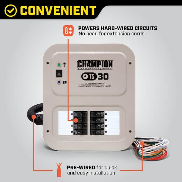 25 ft. 30A 125V Flat Generator Extension Cord - Champion Power Equipment