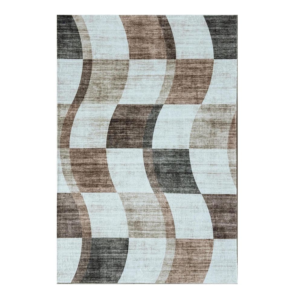 8 ft. x 11 ft. Beige Brown and Gray Checkered Area Rug price history on PriceWatchPro
