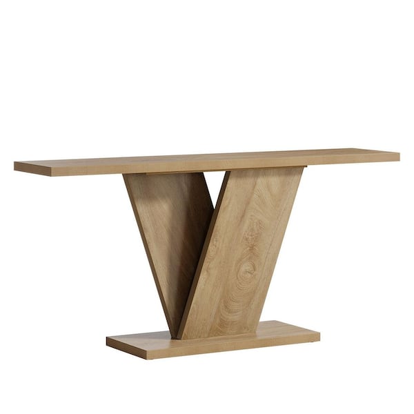 BYBLIGHT Turrella 63 in. Brown Rectangle Engineered Wood Farmhouse Console Table for Entryway Living Room