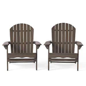 Hanlee Grey Folding Wood Outdoor Patio Adirondack Chair (2-Pack)