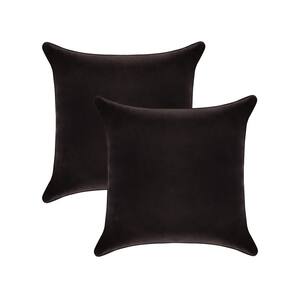 A1HC Smoky Black 24 in. x 24 in. Velvet Throw Pillow Covers Set of 2