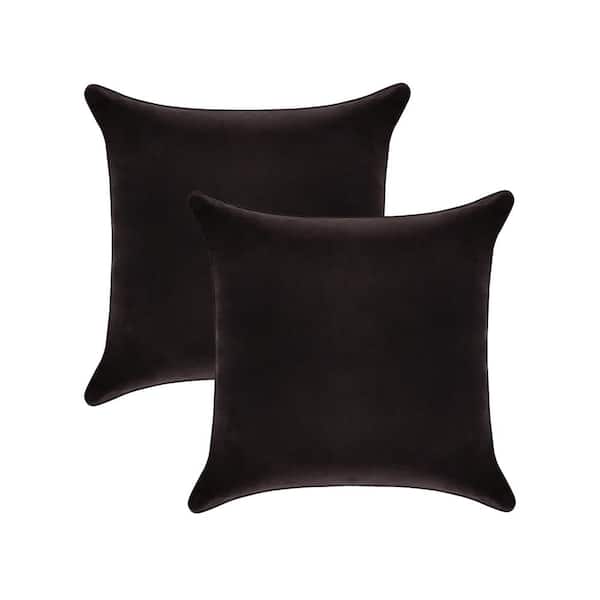 A1 Home Collections A1HC Smoky Black 24 in. x 24 in. Velvet Throw Pillow Covers Set of 2