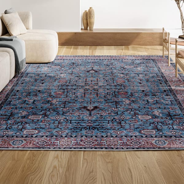 JONATHAN Y Kemer All-Over Persian Machine-Washable Blue/Red
