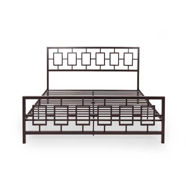 Noble House Claudia Hammered Copper Metal King Bed Frame
