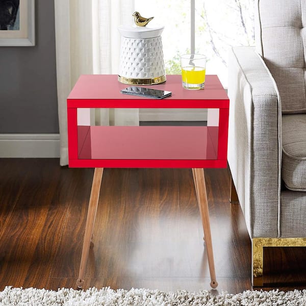 CIPACHO Mirror Wire Red Nightstand (23.22 in. H x 17.91 in. W x 15.16 in. D)