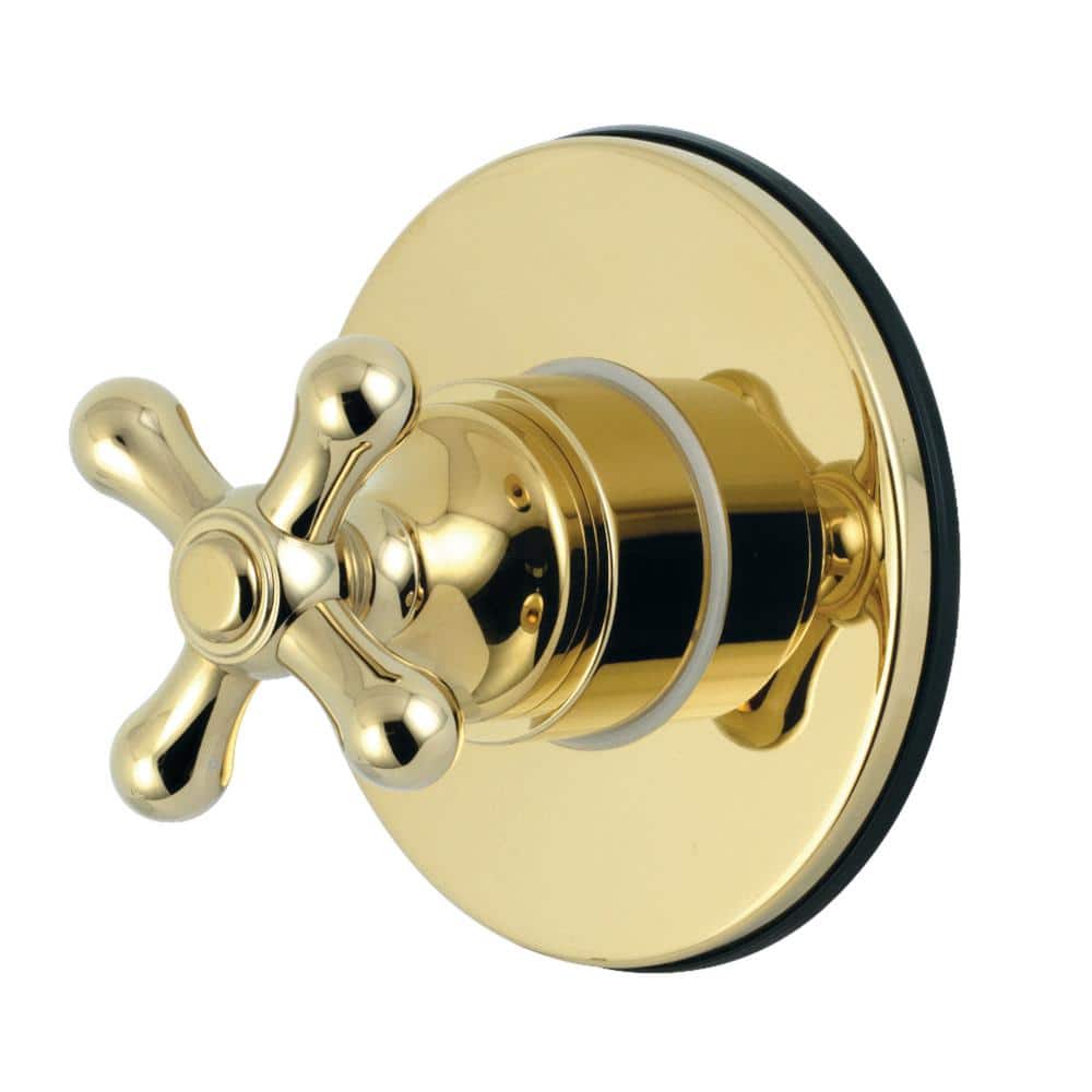 Single-Handle 1-Hole Wall Mount Three-Way Diverter Valve with Trim Kit in Polished Brass price history on PriceWatchPro