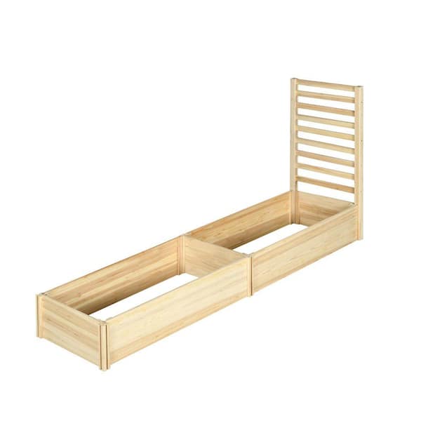 43 in. Wood Raised Garden Bed with Trellis and 2-Compartments for Outdoor Plants, Vegetables, Flowers, and Herbs