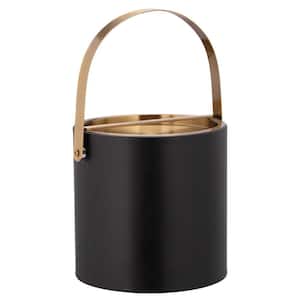 Santa Barbara 3 qt. Black Ice Bucket with Brushed Gold Arch Handle and Bridge Cover