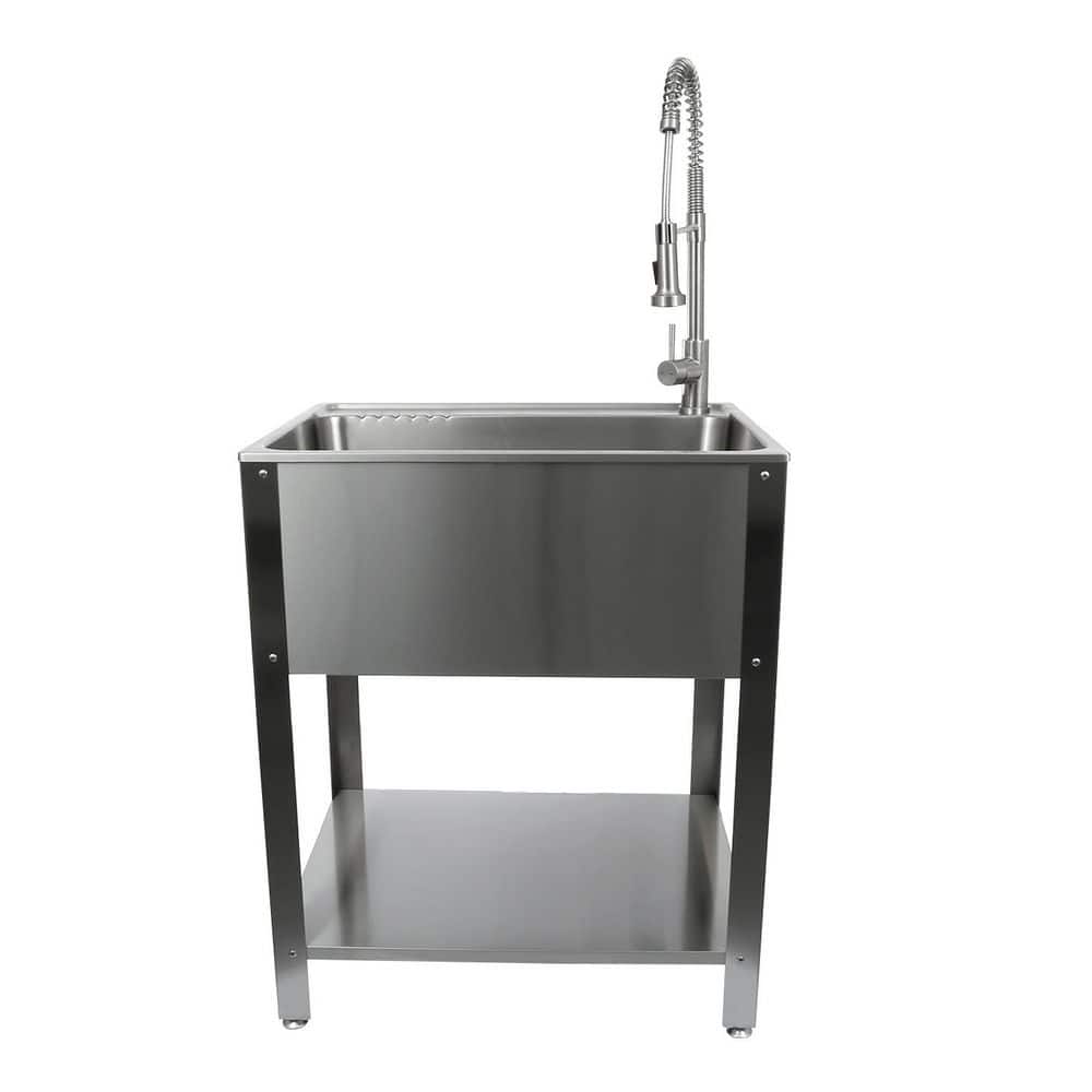 28" Stainless Steel Freestanding Utility Sink with Faucet