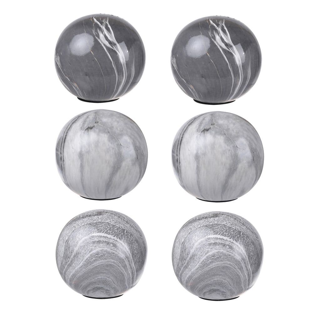 Gray Round Ceramic 4 in. Decorative Balls (Set of 6) price history on PriceWatchPro