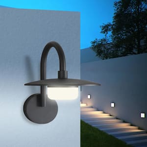 12.2 in. H Gray Outdoor Wall Light Sconce Barn with LED Bulb