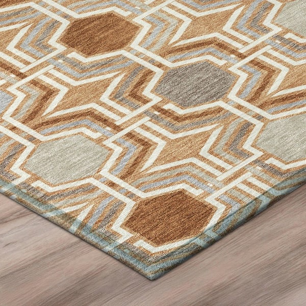 Chantille Machine Washable Indoor/Outdoor Abstract ACN3006 Copper 8 ft. x 10 ft. Area Rug