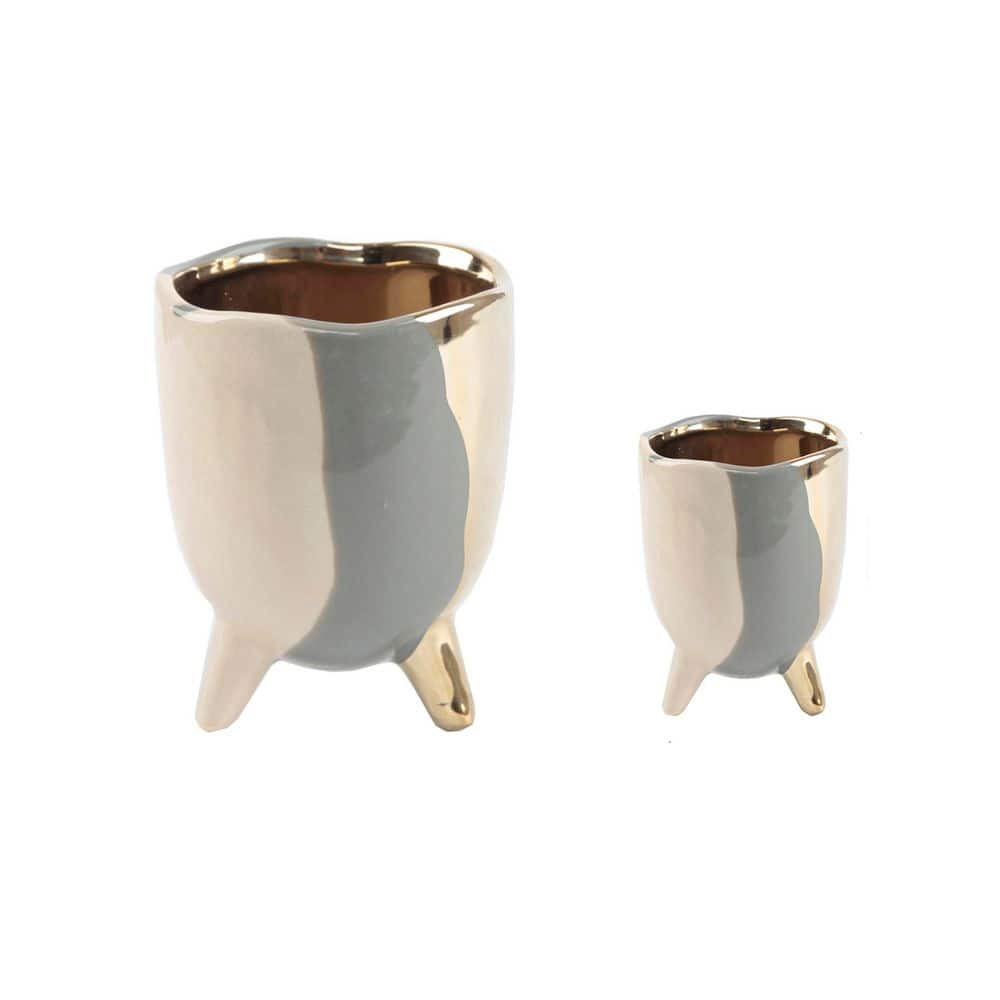 Gray Footed Ceramic Planter (4.5 in. W x 5 in. H) (2-Pack) price history on PriceWatchPro