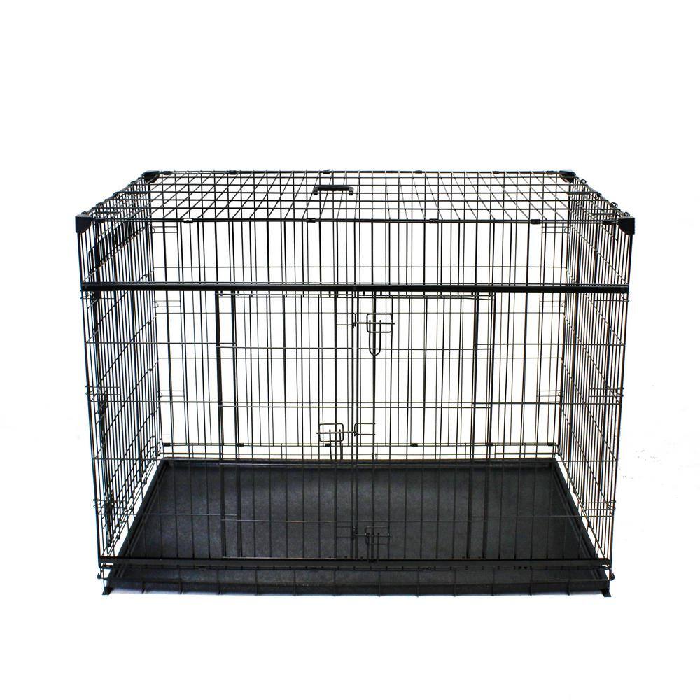 Medium Black Wire Dog Crate with Sliding Doors
