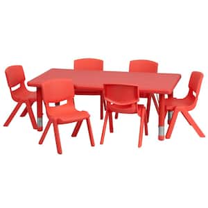 Red 7-Piece Table and Chair Set