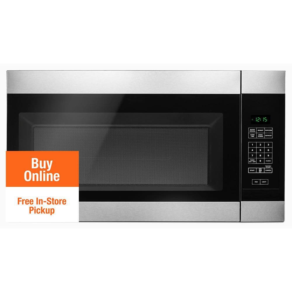 Amana 1.6 cu. ft. Stainless Steel Electric 1000-Watt Over the Range Microwave 300 Exhaust CFM with Add 0:30 Seconds