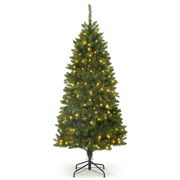 6 ft. Pre-Lit LED Slim Fraser Fir Artificial Christmas Tree with 250-Lights with Green Metal Stand