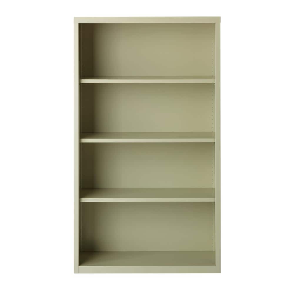 Hirsh 60 in. Tall Putty Metal 4-Shelf Standard Bookcase with Adjustable ...