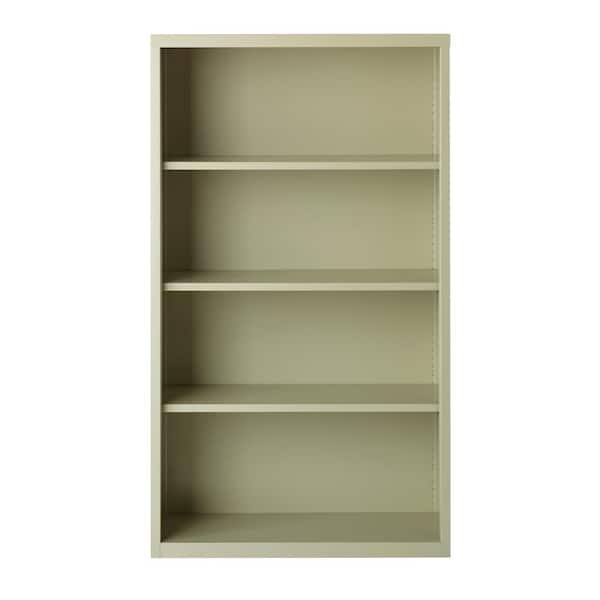 Hirsh 60 in. Tall Putty Metal 4-Shelf Standard Bookcase with Adjustable Shelves