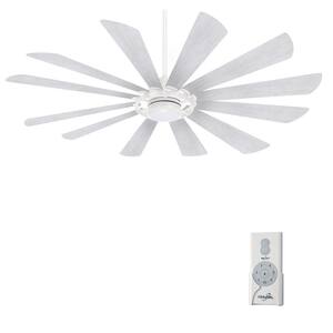 Windmolen 65 in. Integrated LED Indoor/Outdoor Textured White Smart Ceiling Fan with Light Kit with Remote Control