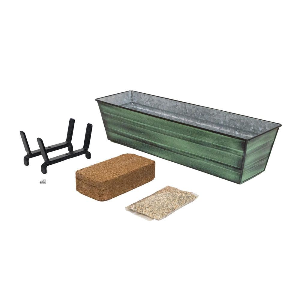"22"" W Small Green Patina Finish Wrought Iron IndoorOutdoor Bloom Box Garden Growing Kit With Brackets for 2 x 6 Railings" price history on PriceWatchPro