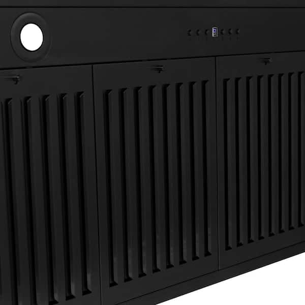 48 in. 400 CFM Convertible Wall Mount Range Hood with LED Light and Handle in Black Stainless Steel