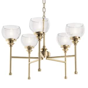 Lecelles 24.53 in. 5-Light Classic Bronze Traditional Shaded Round Chandelier for Dining Room