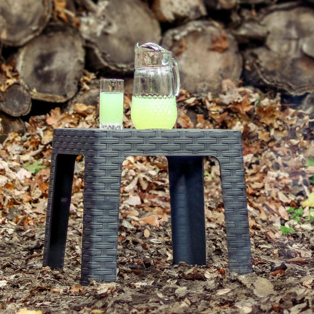 Gray 18" Square Polypropylene Outdoor Patio Side Table
