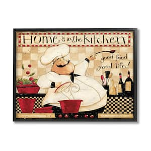 "Home is the Kitchen Phrase Charming Vintage Chef" by Dan DiPaolo Framed Drink Wall Art Print 11 in. x 14 in.