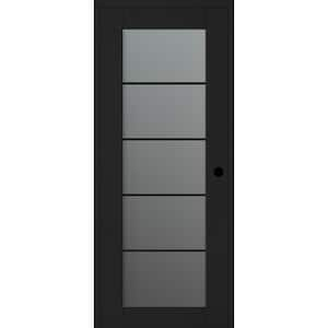 Vona 30 in. x 80 in. Left-Hand 5-Lite Frosted Glass Black Matte Composite DIY-Friendly Single Prehung Interior Door