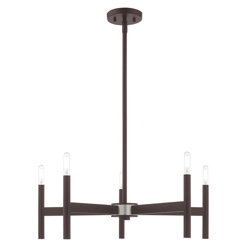 Bronze 5-Light Mid-Century Modern Chandelier