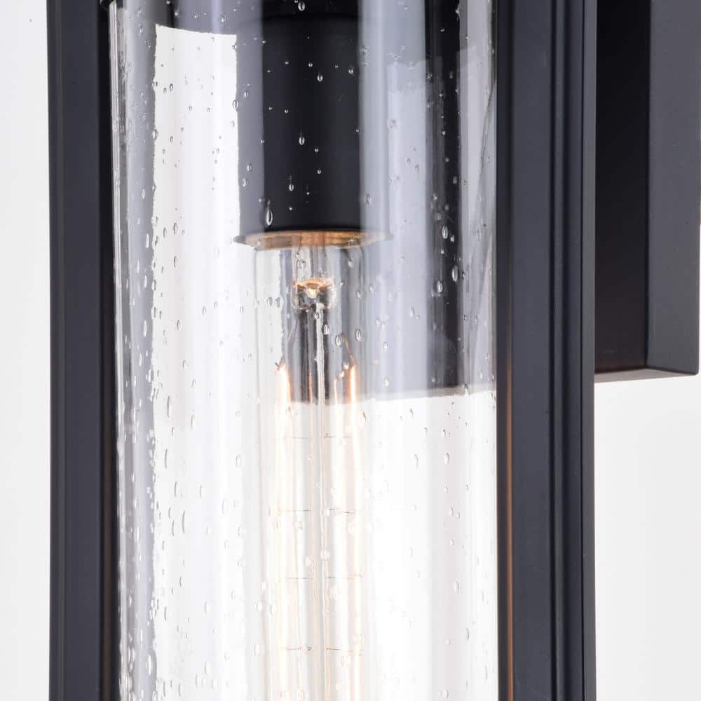 Malmo Matte Black 15.75" Contemporary Outdoor Wall Light with Clear Glass