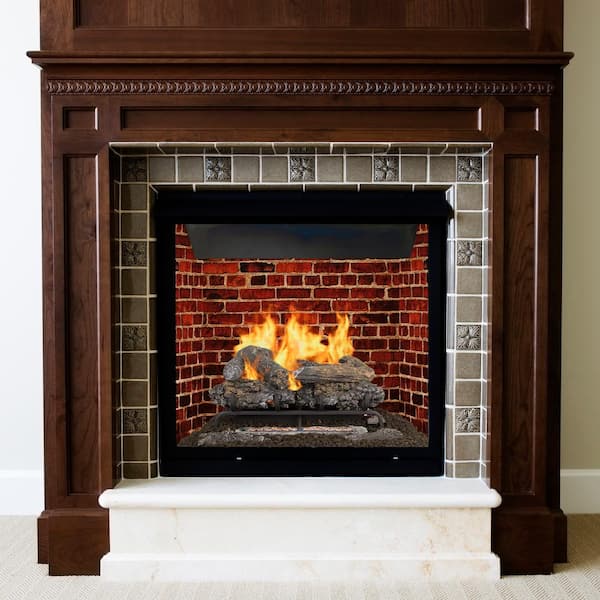 Pleasant Hearth Valley Oak 24 in. Vent-Free Dual Fuel Gas Fireplace Logs with Remote